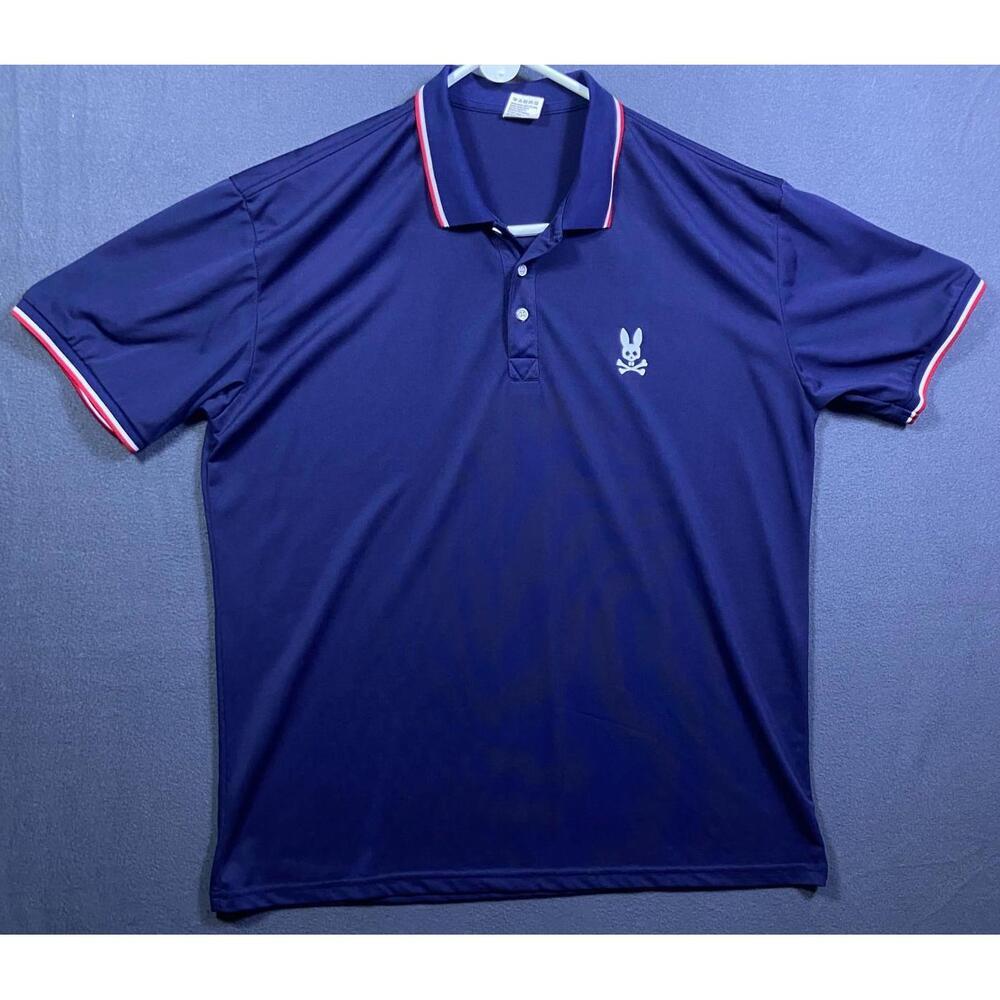 Psycho Bunny Stirling Polo Shirt Short Sleeve Navy Size XL Ret $ 124 Preppy Punk